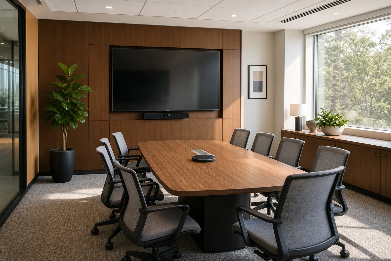 Commercial AV installation in meeting room