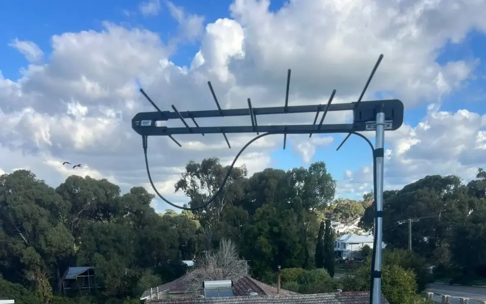 Digital log antenna installed on a Perth metal roof