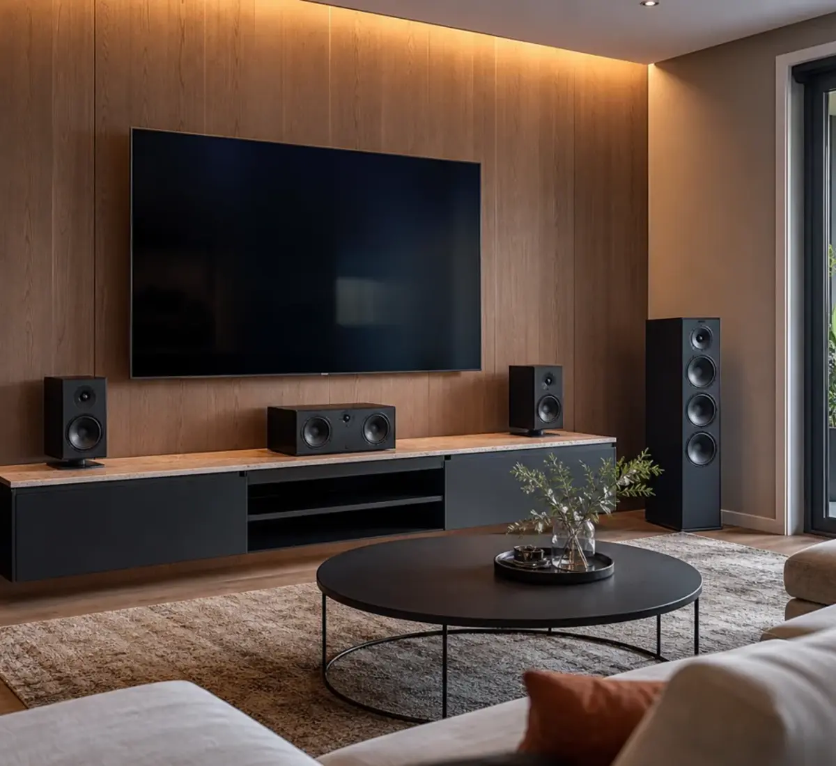 Installed home theatre and television system