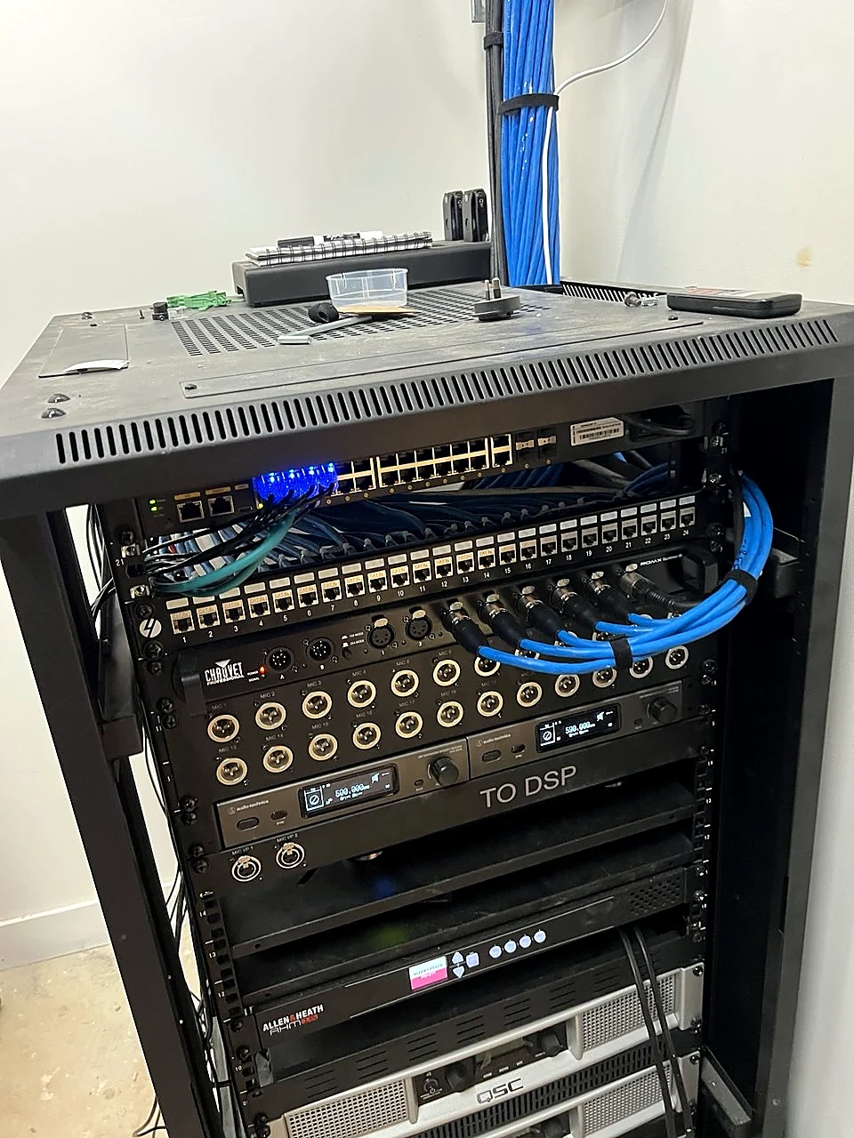 Terminated AV equipment rack
